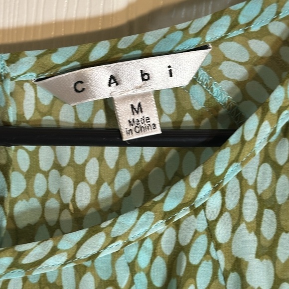 CAbi Blouse blue, green pebble pattern sheer lightweight - Picture 4 of 8